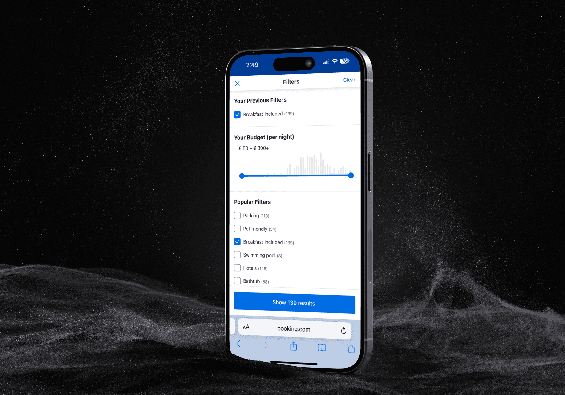 Booking.com filters