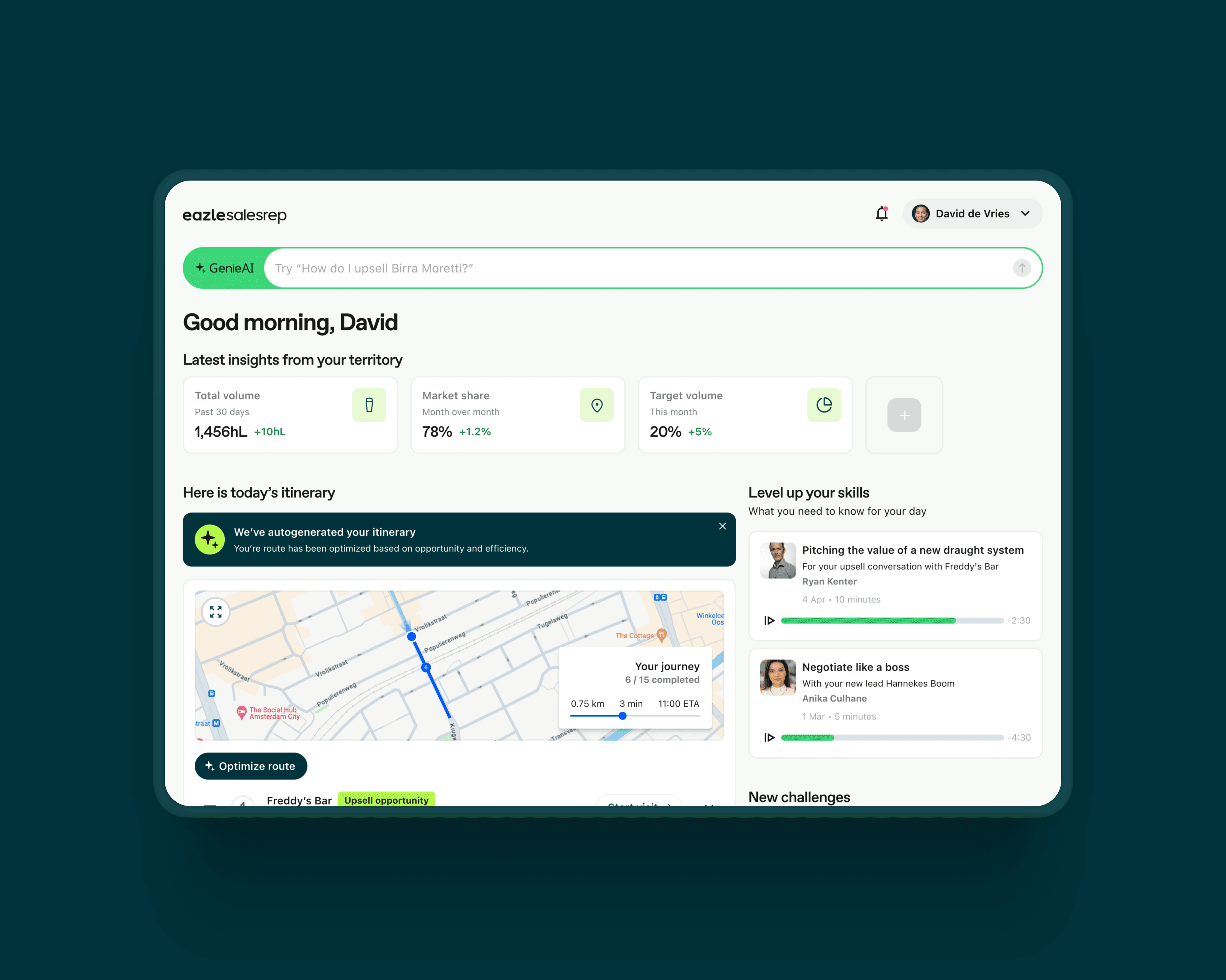 eazle sales rep dashboard