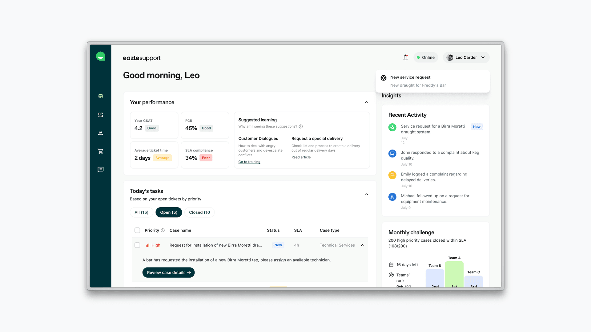 eazle demo for customer service