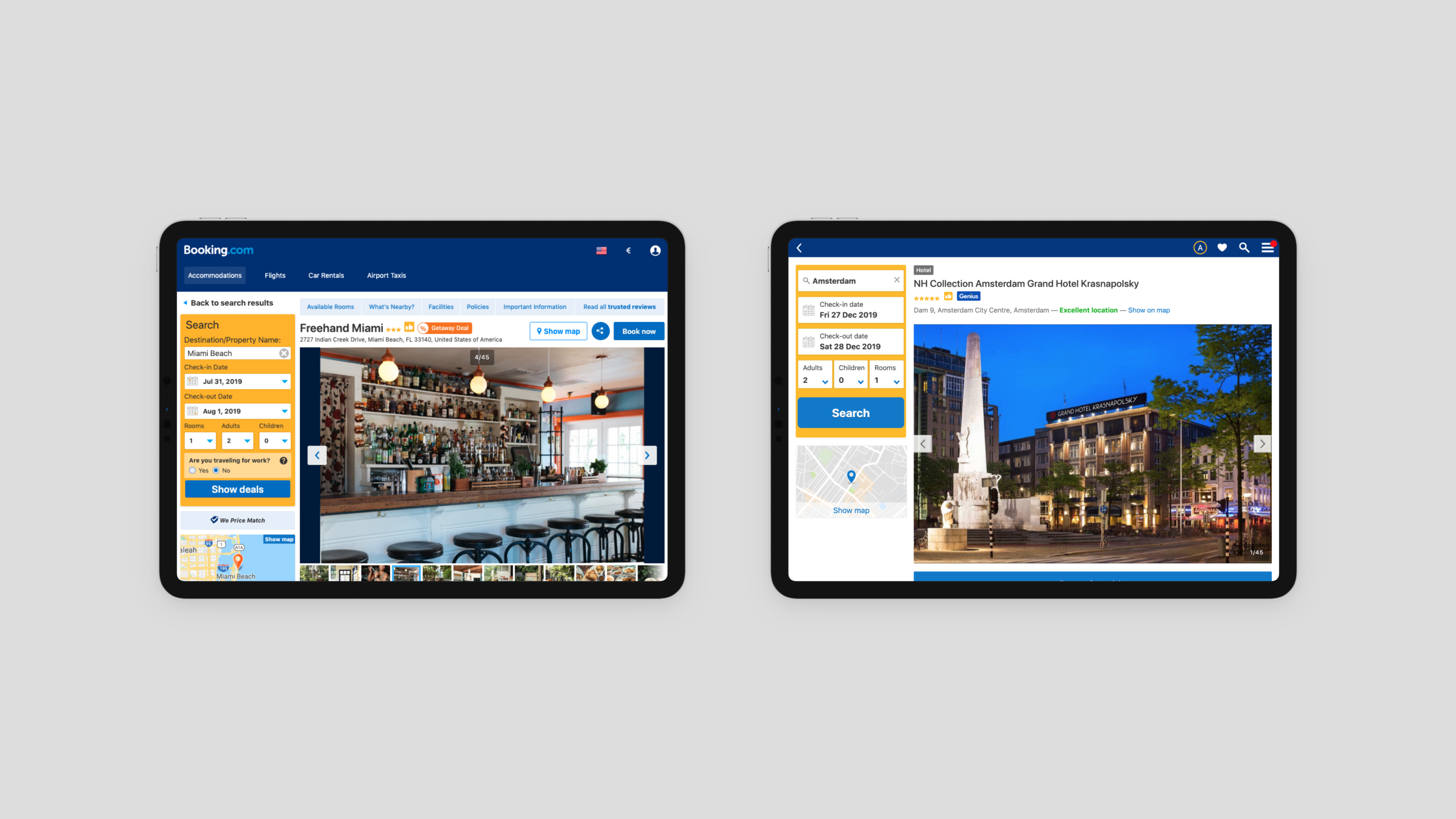 Tablet migration accommodation detail page before and after
