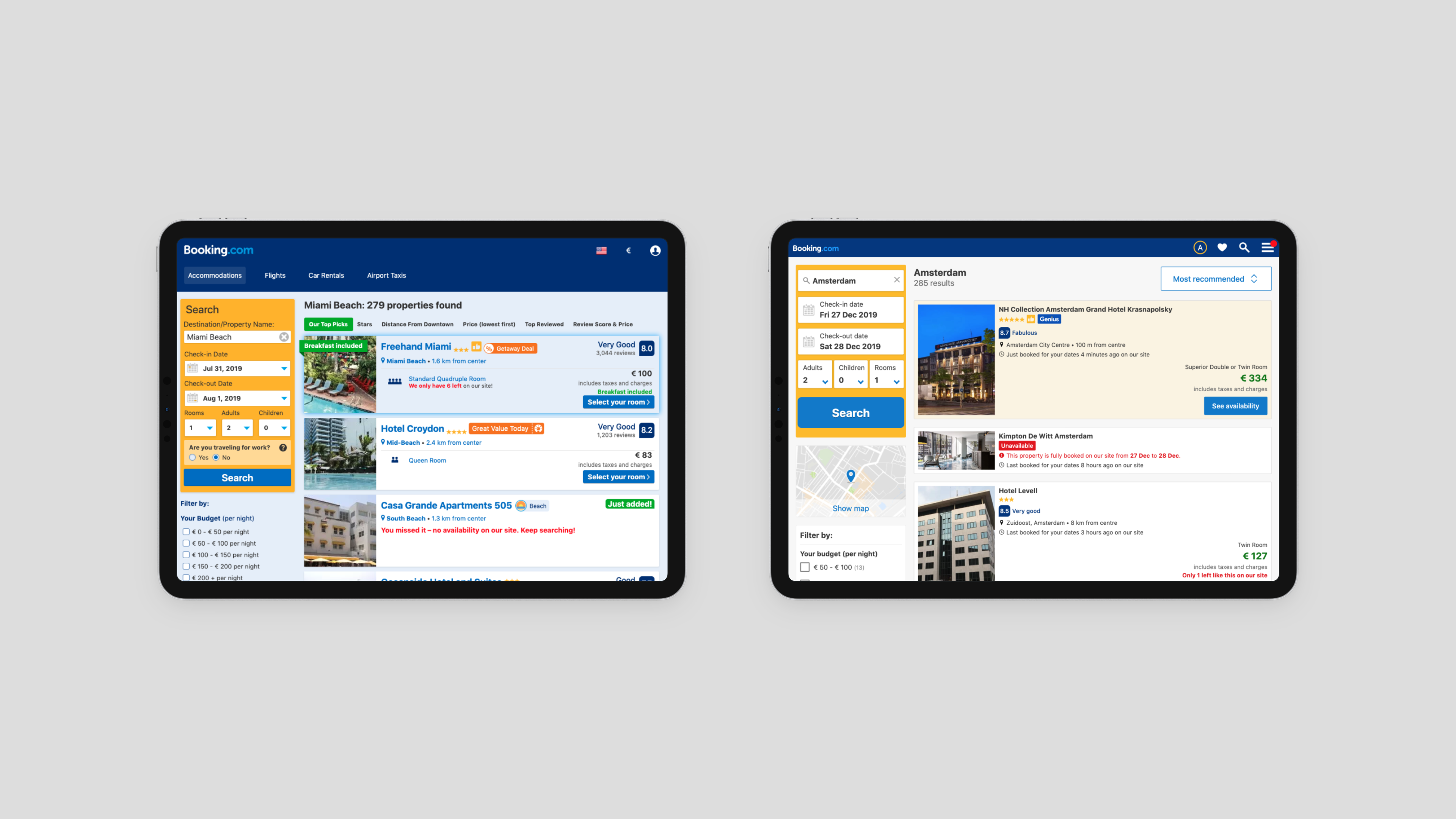 Tablet migration search results before and after