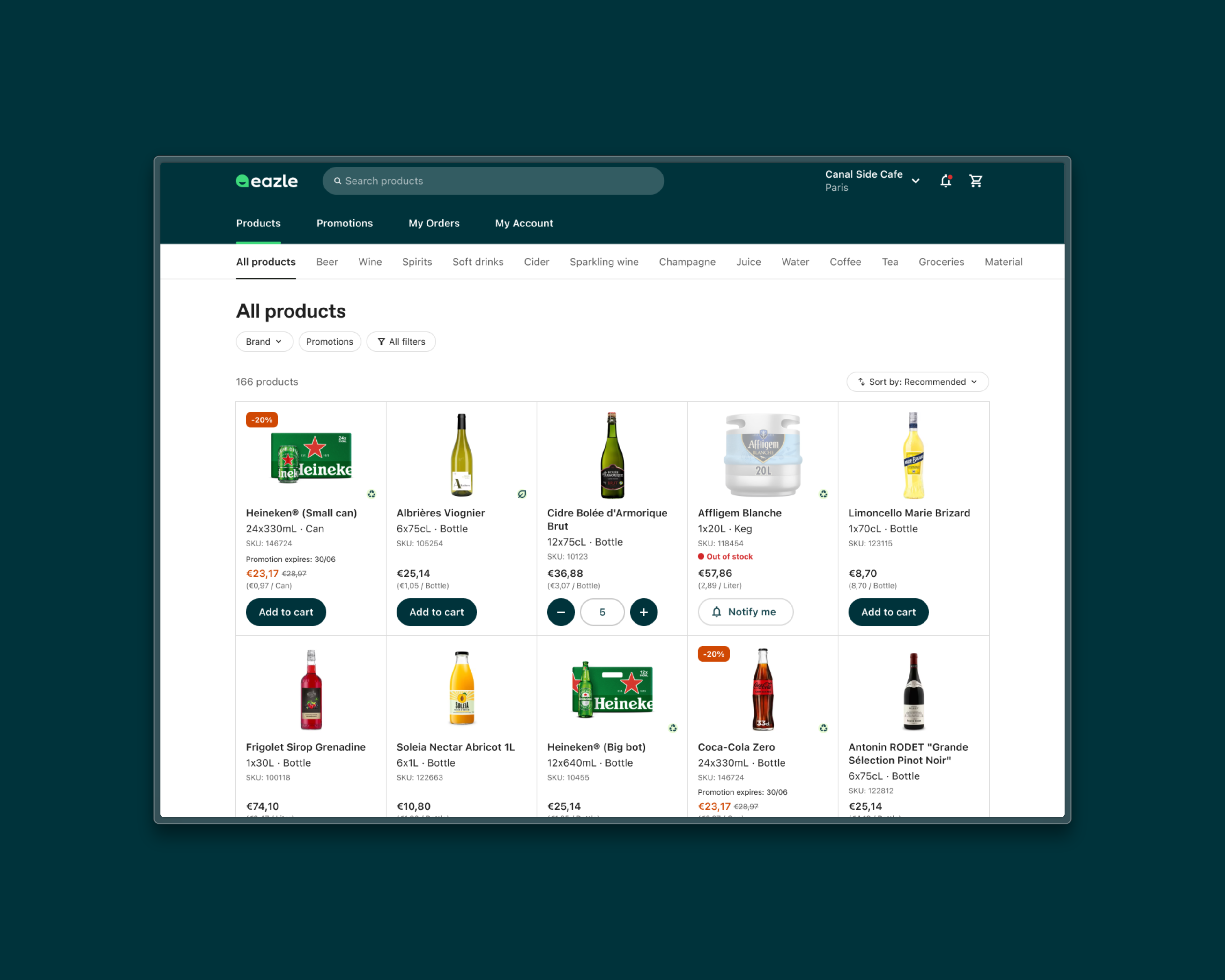 eazle PLP desktop interface